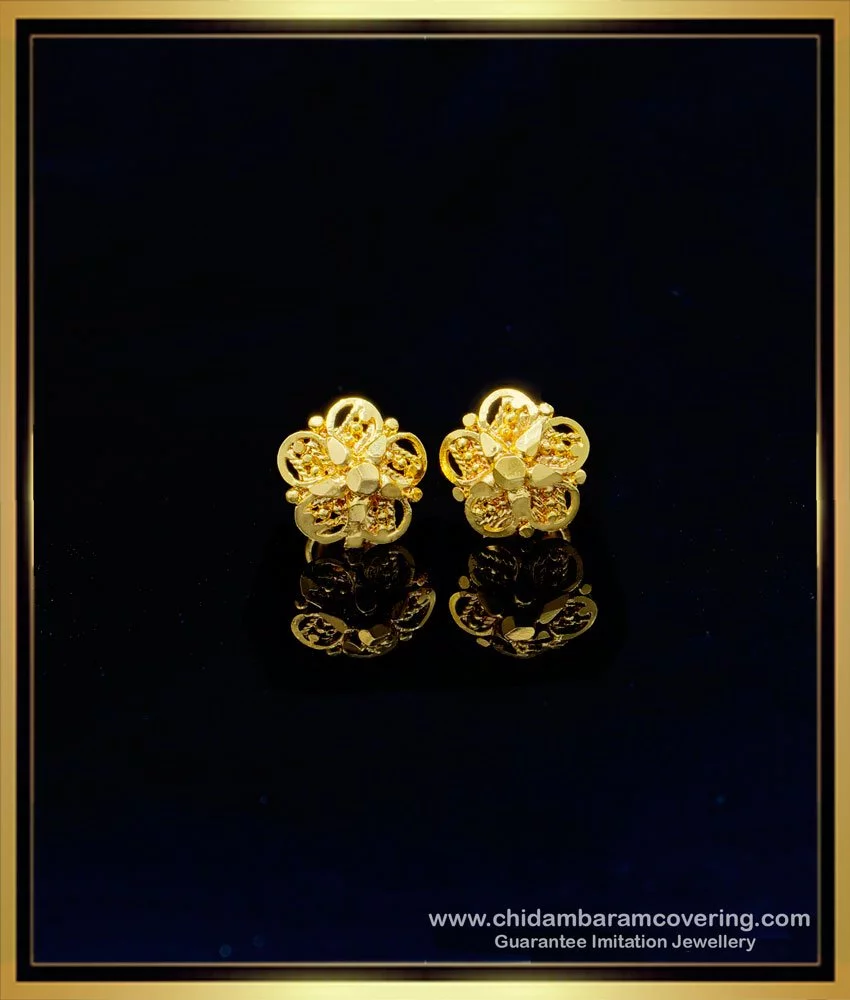 Small Gold Earrings Designs  South India Jewels