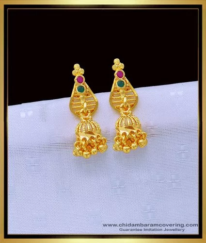 One Gram Micro Gold Plated Traditional Jimiki Earrings for Women For Girls  (PACK OF 1PAIR OF JHUMKIS)