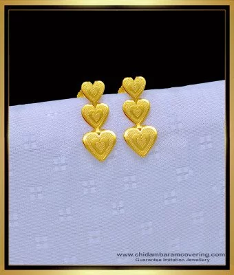 Buy Cute Daily Wear 1 Gram Gold Plain Heart Shape Stud Earrings For Girls