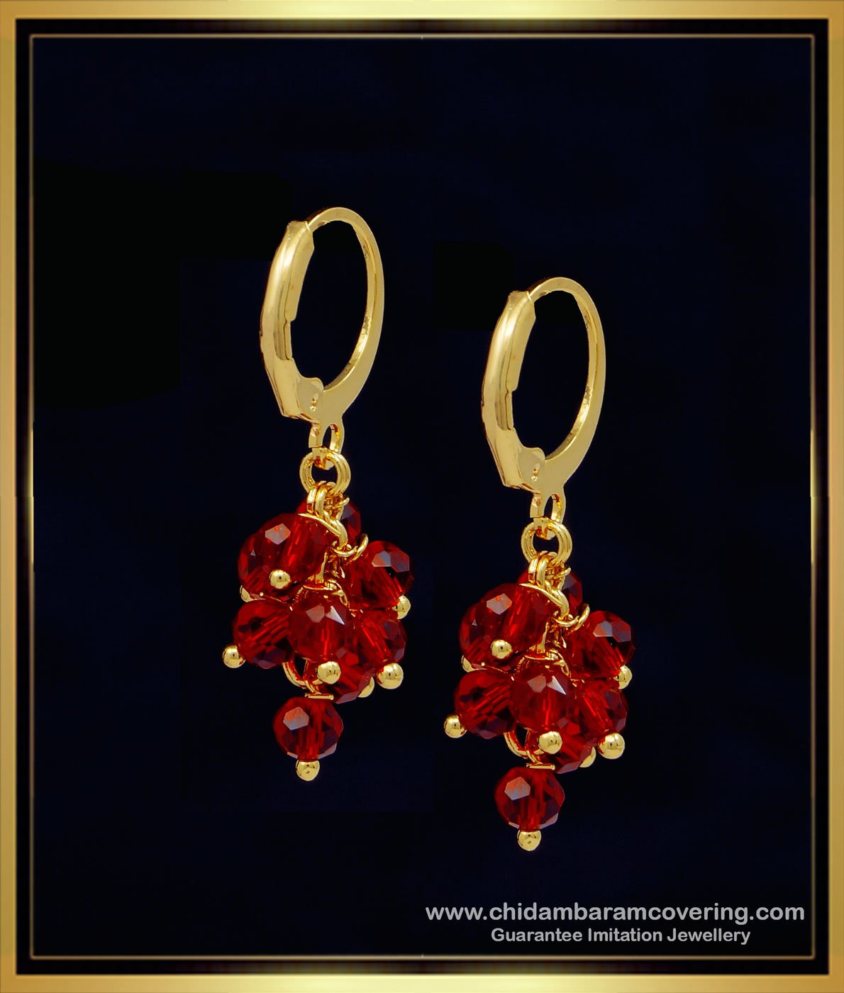 red crystal hoop earrings