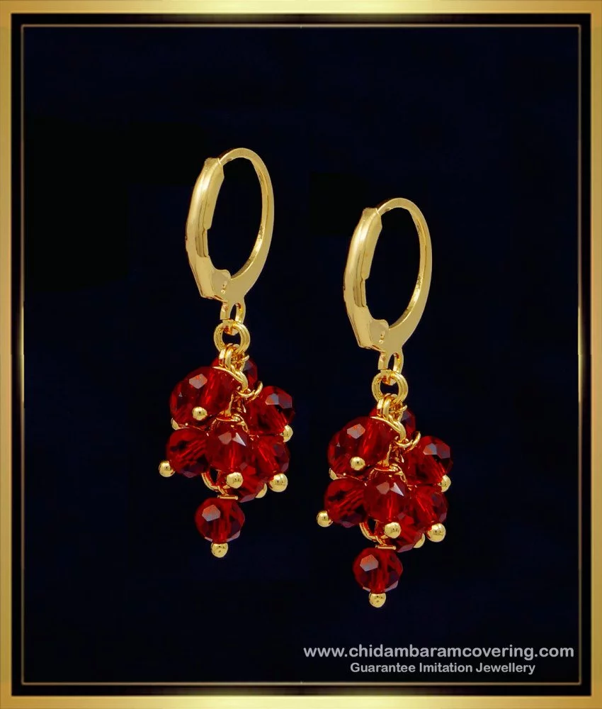 Dainty Red Crystal Earrings  Avnis