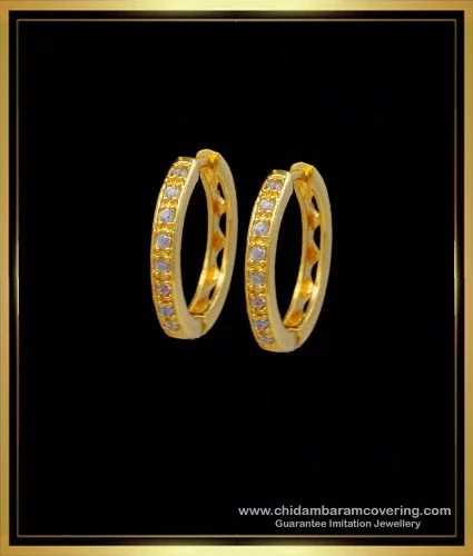 Buy Cute Small Hoop Earrings White Stone Bali Earrings Online