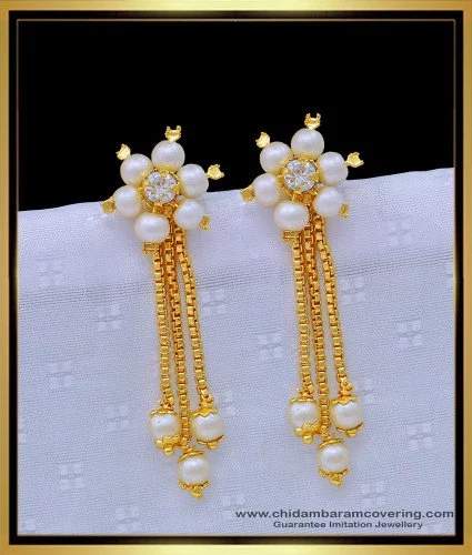 One Gram Gold Earrings Kerala Pattern Stud Design For Regular Home Wear  ER1528