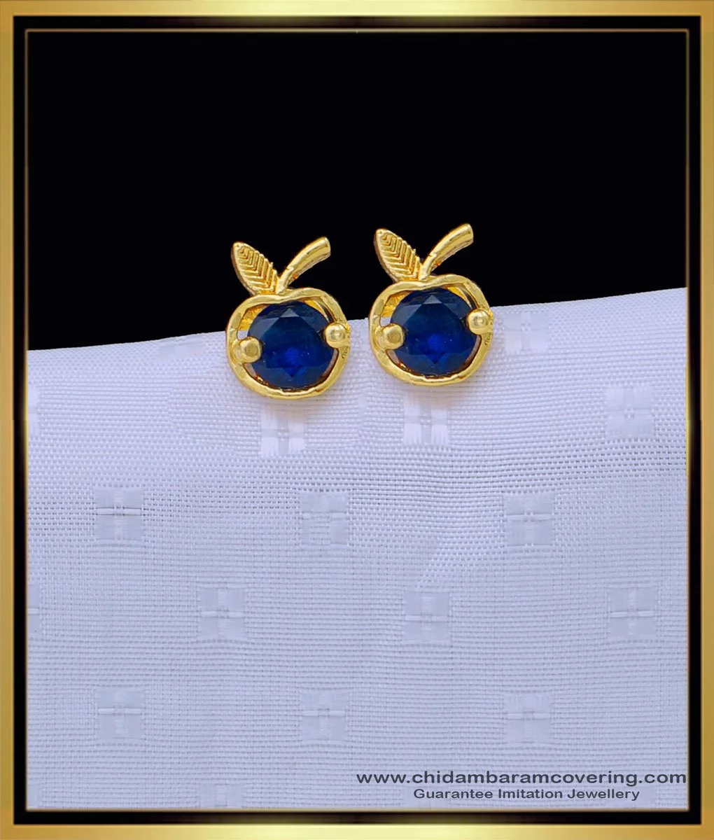 Australian Blue Sapphire Trio Bezel Cluster Stud 18kY Gold Earrings