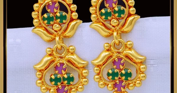 Buy Traditional Panchaloha Ruby Emerald Stone Earrings Impon Kal Thodu  Design Online