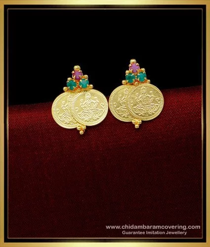 Coin stud on sale earrings gold