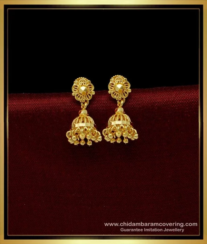 Buy Traditional South Indian Jhumka Earrings Plain Gold Jhumkas Design ...