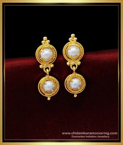 Gorgeous antique golden red pearl earrings at ₹1250 | Azilaa