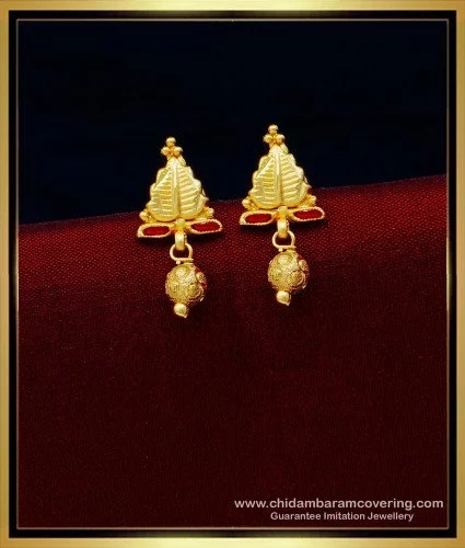 Buy Real Gold Design Single White Stone Earrings South Indian Jewellery