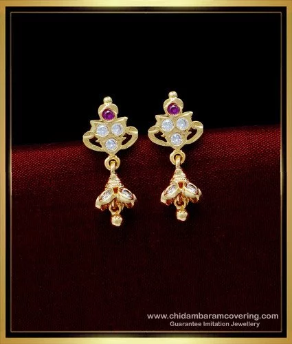 916 Twenty Two Karat (22K) Studded Kids Gold Earrings -Style#09