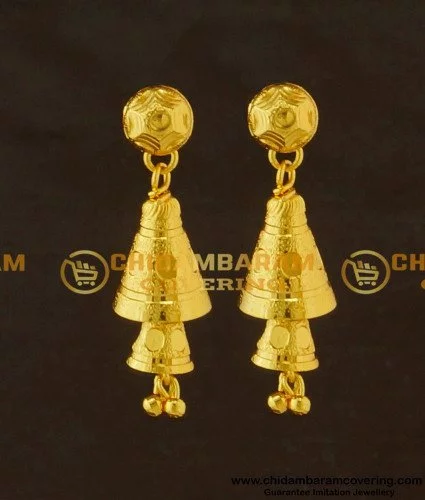 Buy Latest Fashion Gold Plated Cone Shape Long Dangle Earrings Designs for  Modern Girls