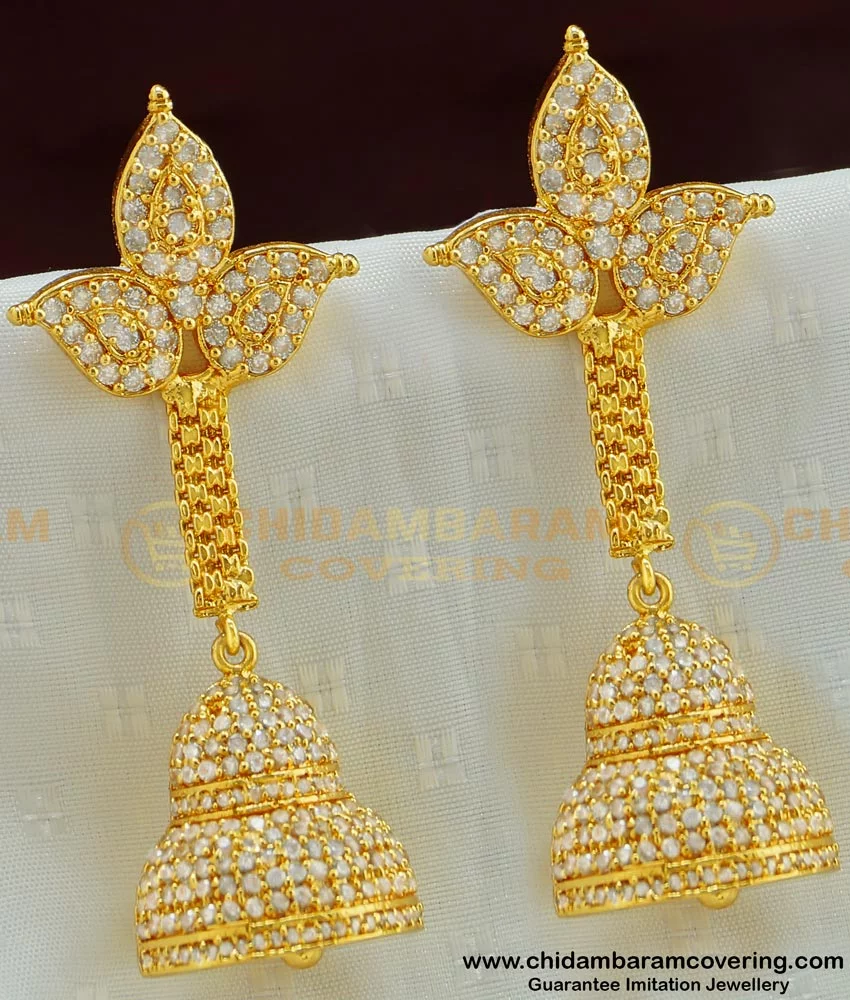 Silver Plated American Diamond Studded Party Wear Jhumka Earrings – Priyaasi