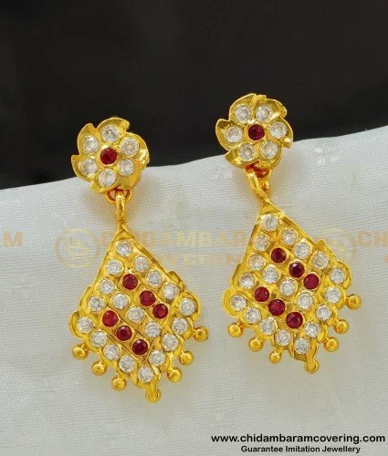 Buy Pure Gold Plated Gold Model Light Weight Daily Wear Earrings Buy Online