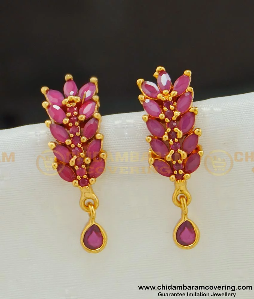 Ruby earrings gold on sale designs