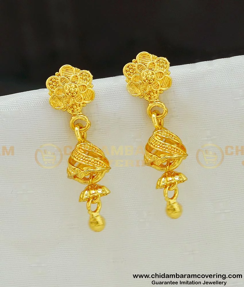 Buy Beautiful Cute Small New Model Jhumkas Gold Plated Earring Online