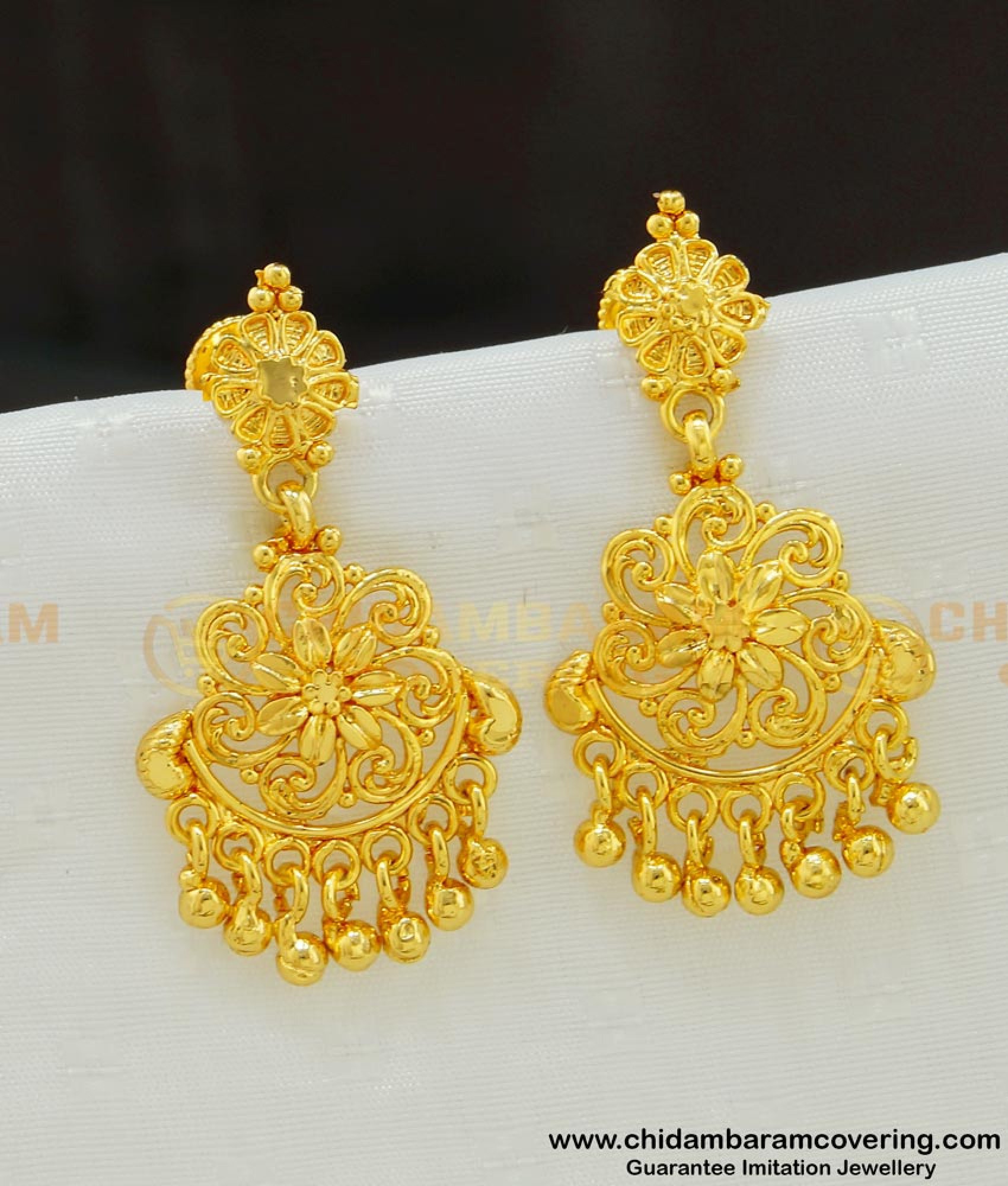 Buy Latest Dangler Earrings Gold Flower Design One Gram Gold Jewellery