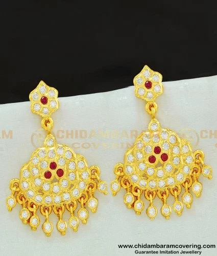 Buy Traditional Impon Stone Earring Gold Design South Indian Earrings