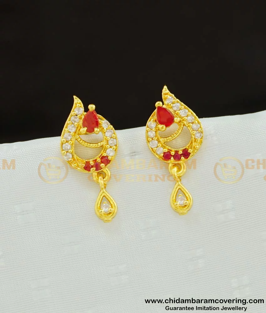 18k Solid Gold Studs Earrings - Butti - INDIAN STYLE , 18ct Hallmark | eBay