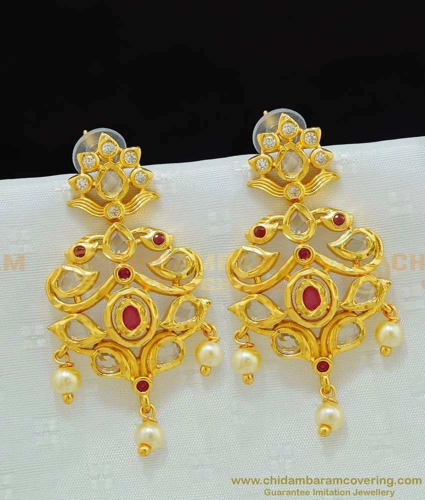 Get gold earrings design custommade to YOUR specific taste in CZ stone –  Sneha Rateria Store