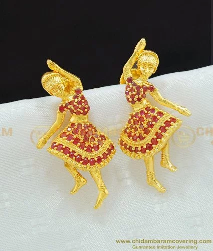 Jhumki Fancy Ad Stone Matte Gold Finish Earrings at Rs 560/pair in Madurai