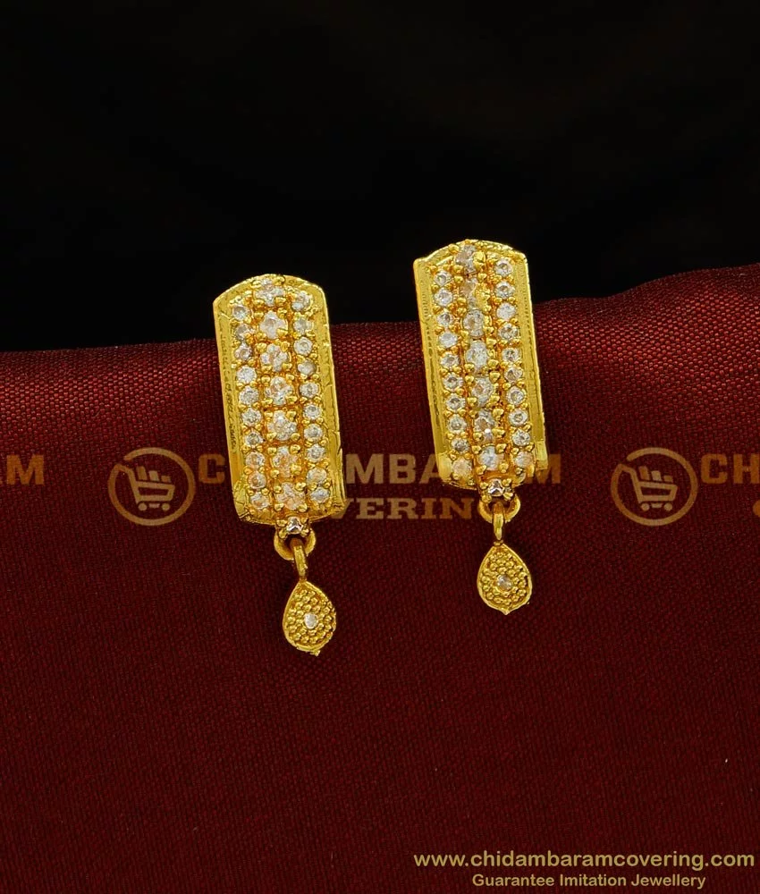 Buy Gold Plated White Stone Ad Stone J Type Earrings Imitation Jewellery Online