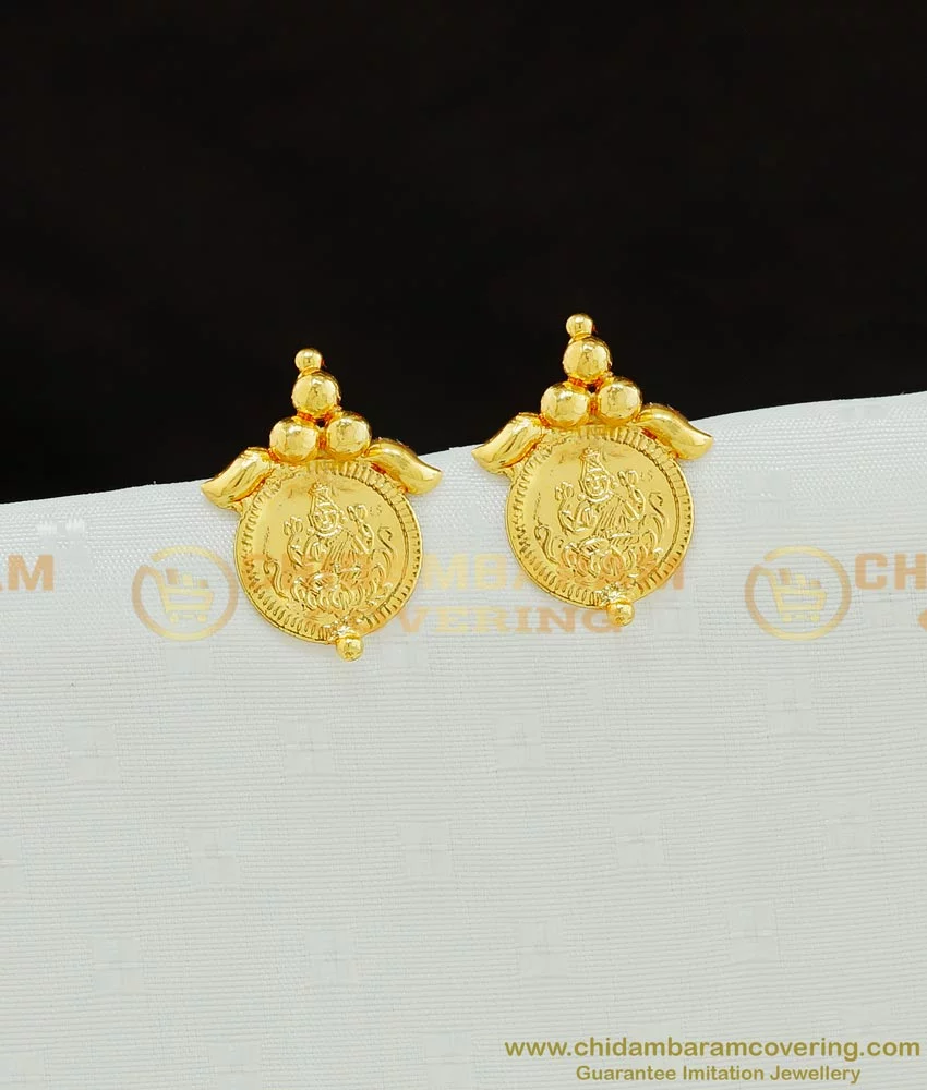 Gold Coin Ear Stud  South India Jewels
