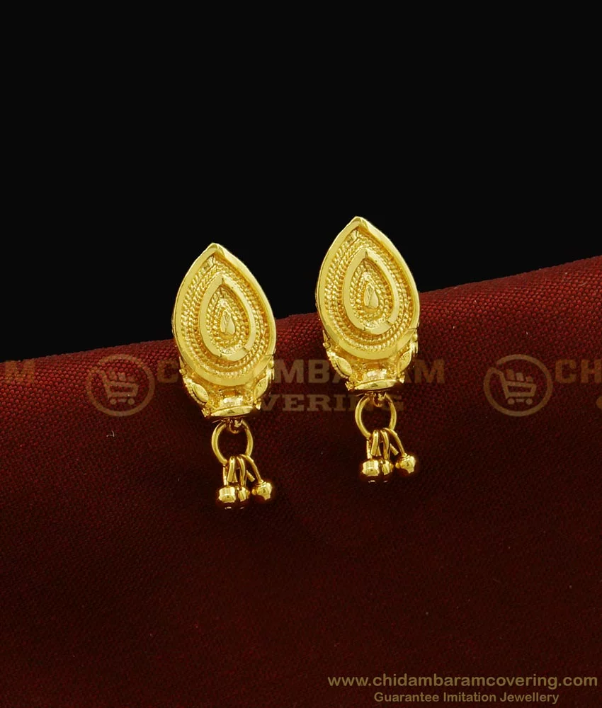 SVOJAS Gold plated brass simple sober light weight daily use Carved design  Hoop bali earrings Women Fashion