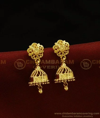 Buy Traditional Daily Wear Guaranteed Plain Gold Design Jimiki Earrings for  Ladies