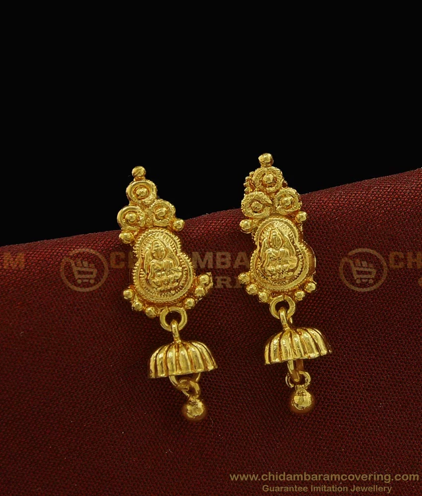 Light Weight One Gram Gold Jhumkas - South India Jewels | Bridal gold  jewellery designs, Gold jhumka earrings, Gold earrings designs