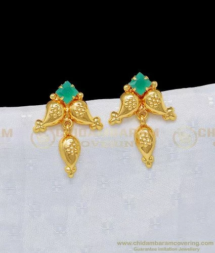 Tsavorite Garnet Floral Earrings in 14Kt Yellow Gold - Morgan's Treasure