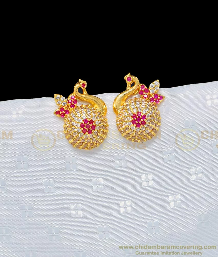 Buy Peacock Gold Plated Silver Pearl Ear Studs by NOOR BY SALONI at Ogaan  Online Shopping Site