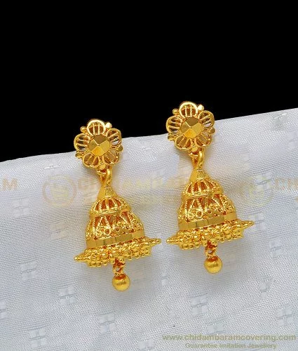 Traditional Gold Oxidized Red Pearl Jhumka Earrings - Design 28 - GurlyPick