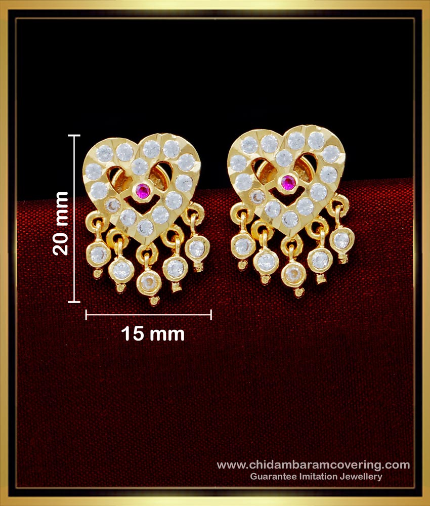 impon kammal online shopping, impon kammal design, impon jimikki kammal, impon kammal price, impon stud earrings, Heart Earrings Small