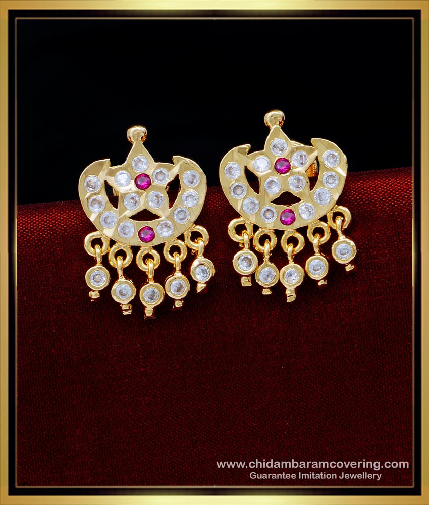 Latest earrings design for wedding, impon kammal design, impon jimikki kammal, impon kammal price, impon stud earrings, Heart Earrings Small