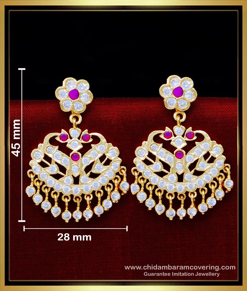 18K Gold '3 in 1' Detachable Diamond Jhumkas - Diamond Dangle Earrings with  Color Stones & South Sea Pearls - 235-DER1897 in 36.500 Grams