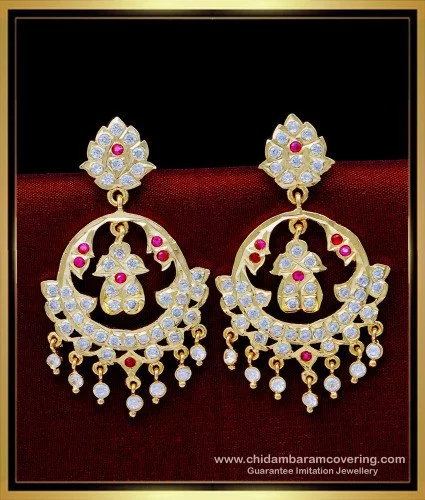Buy Gold Plated Silver, Adorable Chand-Bali Stud Earring With Floral Design  by NOOR BY SALONI at Ogaan Market Online Shopping Site