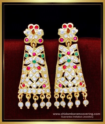 1gm gold - kolhapuri tops at Rs 350.00 | Gold Earrings | ID: 2853150421612