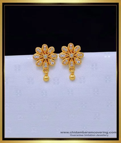 Buy Traditional Stunning Gold White Stone Earring Design One Gram Guarantee  Earrings Online