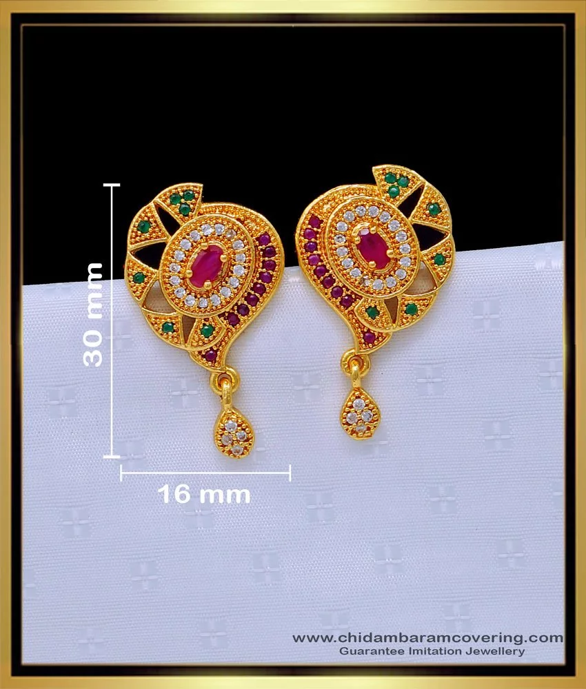 Buy Online Red and Gold colour Drop Design Hanging Earrings for Girls and  Women – One Stop Fashion