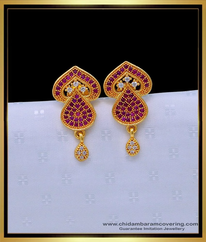 Pink Stone Earrings for Gown | FashionCrab.com
