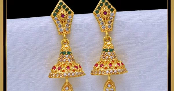 Buy Gold Design Daily Wear First Quality Ruby Stone and Ad Stone Impon  Jhumkas Online