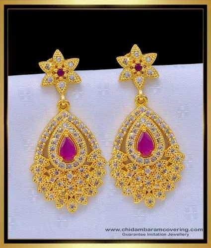 Indian 22K Gold Plated CZ Pearl Stone 3