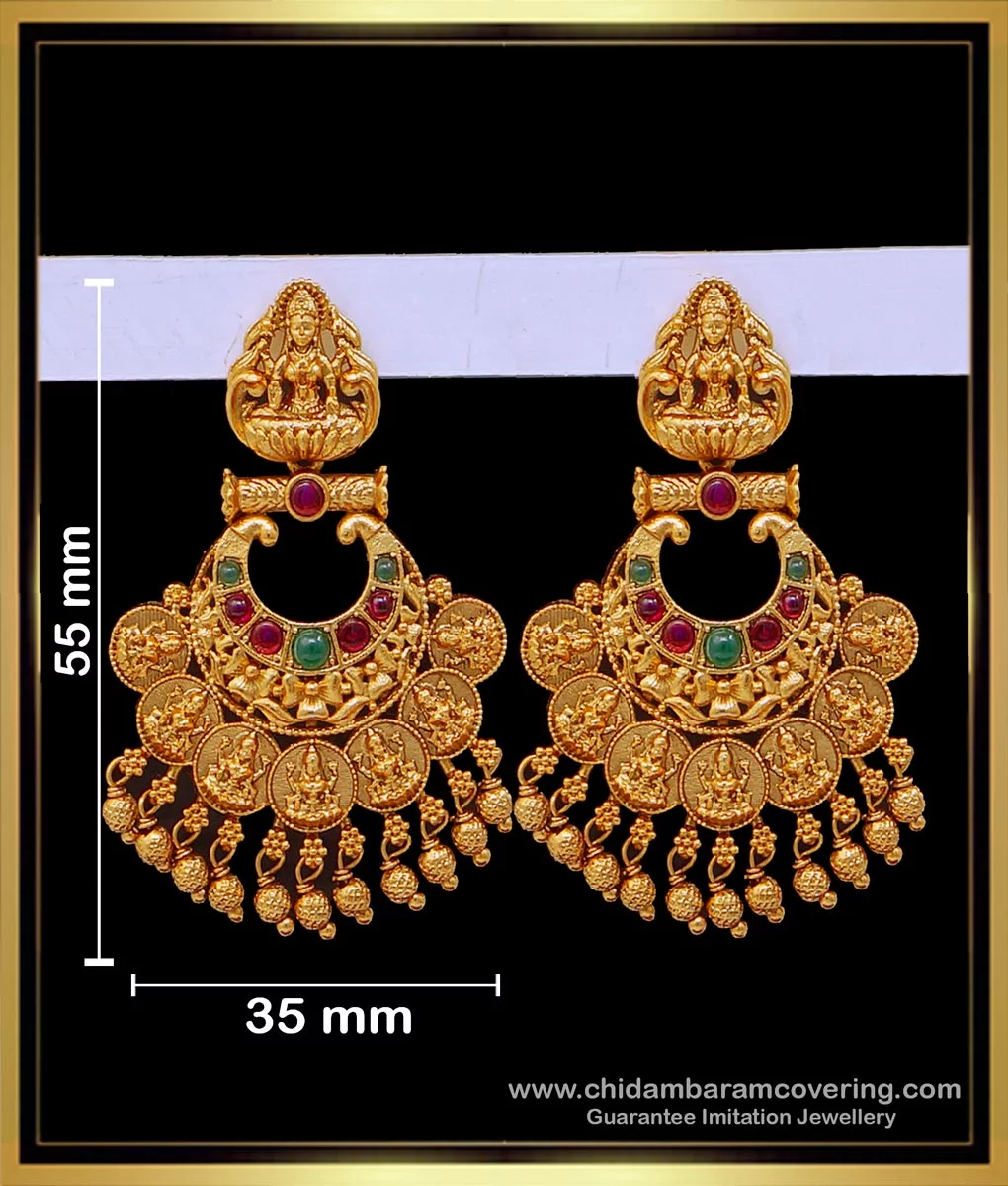 Chandbali Design Bridal Earrings-South India Jewels Online Shop