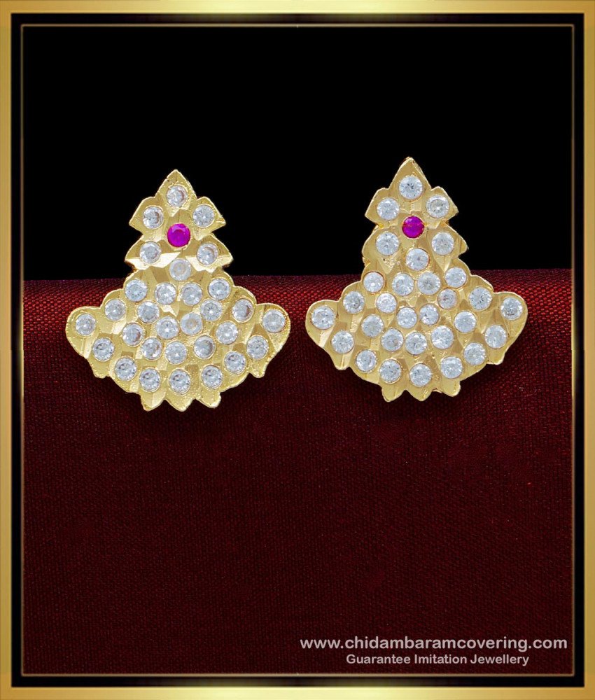 Gold Model White Stone Stud Impon Jewellery Online Shopping