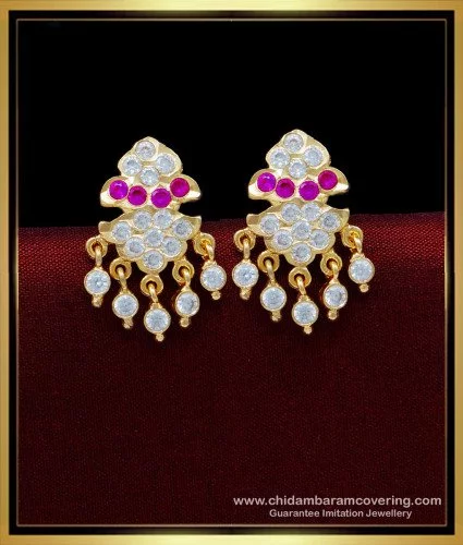 Buy Impon Small Side Earring Gold Design Stone Upper Ear Earrings Online