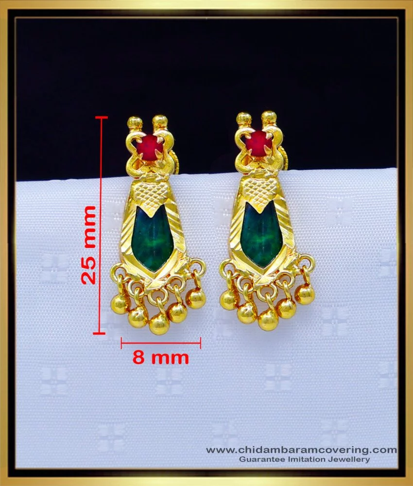 Palakka Jhumka Earrings Gold Plated Kerala Style Traditional Jewellery  Designs J20987