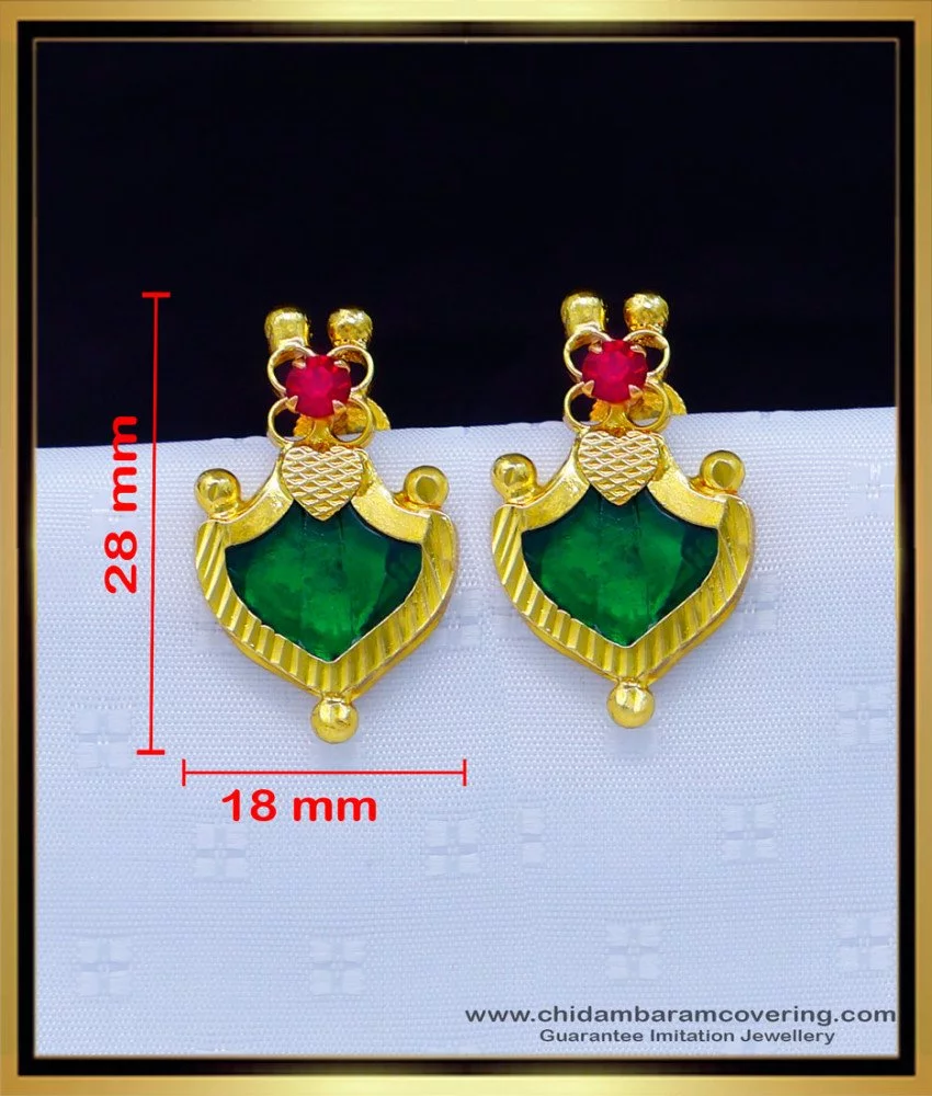 Green Kerala Earring Palakka Design Ear stud Traditional Indian Earrings Buy