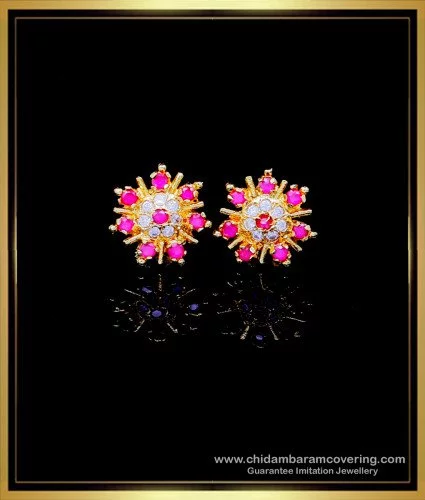 Buy Zaveri Pearls Set of 2 Gold Tone Flowers Cubic Zirconia Brass Stud  Earrings-ZPFK11155 online