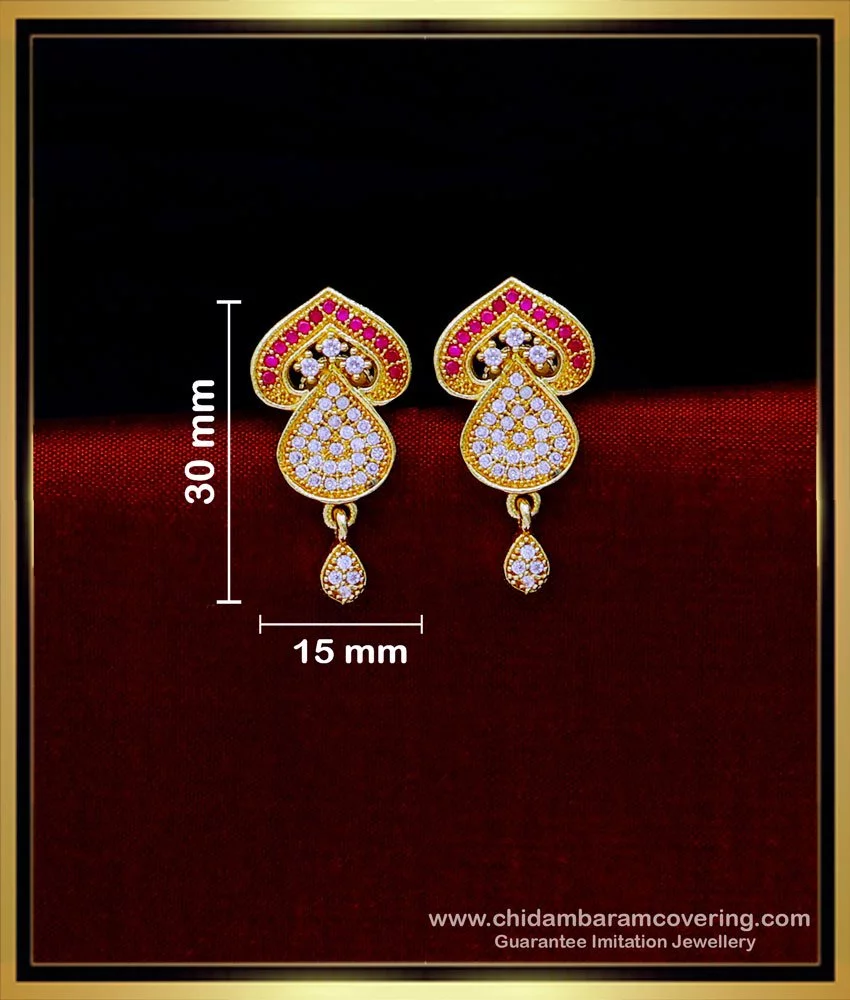 Buy One Gram Gold 3 Line Daily Wear Gold Earrings Designs