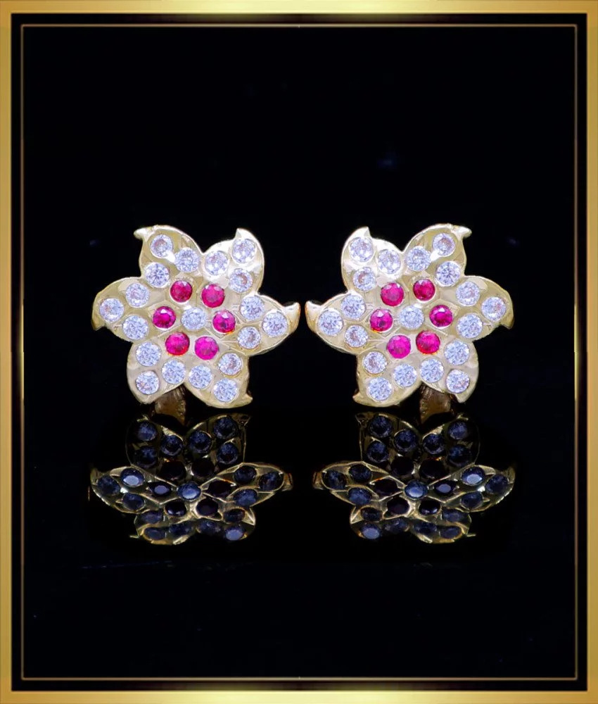 Gold stud earrings on sale with white stone